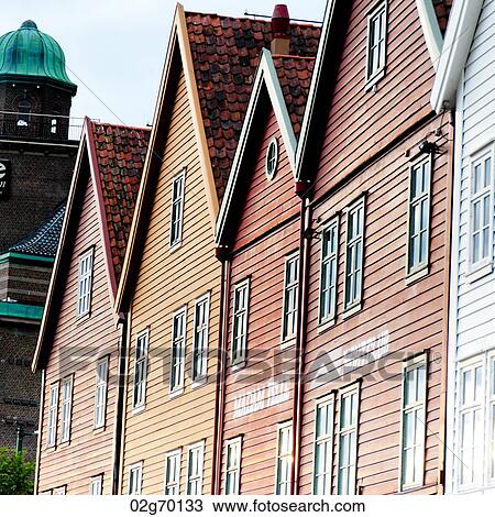 Stock Image - Traditionally built buildings in Bryggen, Bergen, Norway. Fotosearch