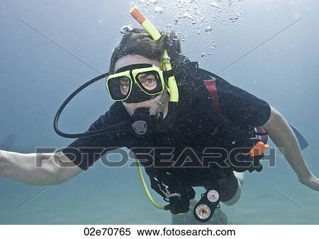 Underwater scene with scuba diver View Large Photo Image Stock Photography - Underwater scene with scuba diver. Fotosearch