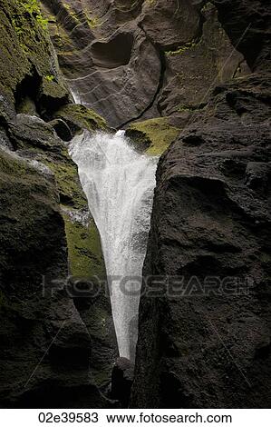 Waterfall over rocky cliffs in Iceland View Large Photo Image Stock Image - Waterfall over rocky cliffs in Iceland. Fotosearch