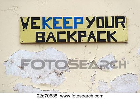 WE KEEP YOUR BACKPACK signboard at a store, Pisac, Sacred Valley, Cusco Region, Peru View Large Photo Image Stock Photography - WE KEEP YOUR BACKPACK signboard at a store, Pisac, Sacred Valley, Cusco Region, Peru. Fotosearch