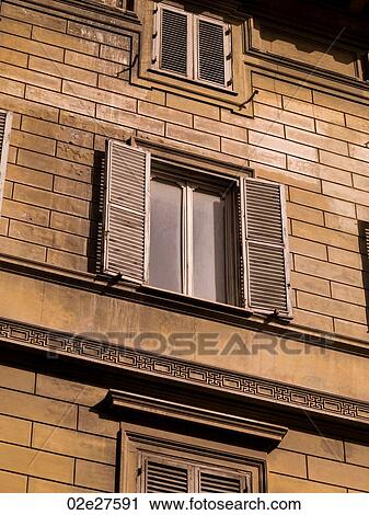 Stock Image - Window with shutters in Rome. Fotosearch