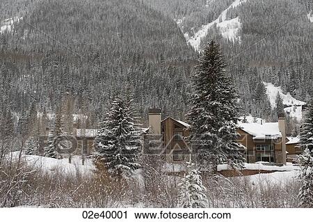 Stock Image - Winter landscape in Vail, Colorado. Fotosearch