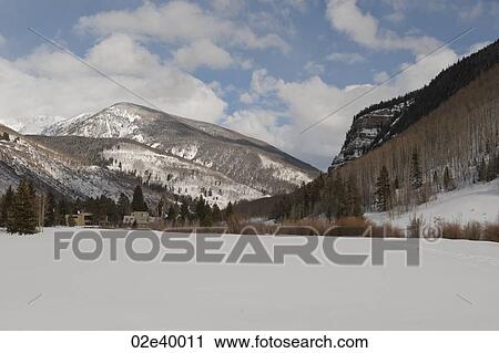 Stock Image - Winter landscape in Vail, Colorado. Fotosearch
