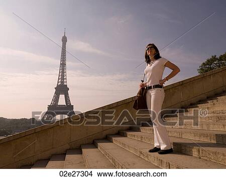 Woman on staircase in Paris France View Large Photo Image Picture - Woman on staircase in Paris France. Fotosearch