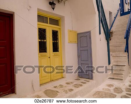 Yellow door in Mykonos Greece View Large Photo Image Stock Photo - Yellow door in Mykonos Greece. Fotosearch