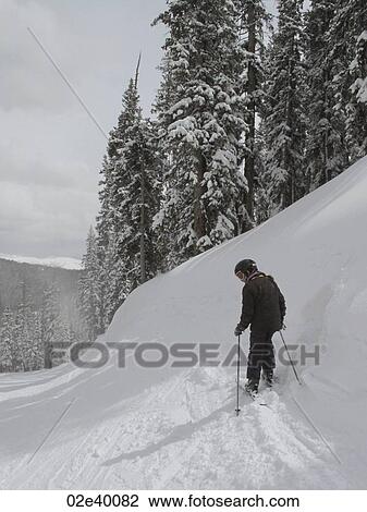 Stock Image - Young girl skiing in Vail, Colorado . Fotosearch