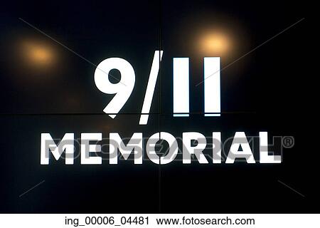 Stock Image - 9/11 memorial sign, Manhattan, New York City, New York State, USA. Fotosearch