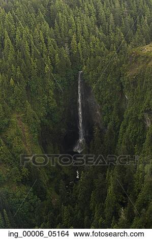 Aerial view of a waterfall, Skeena-Queen Charlotte Regional District, Haida Gwaii, Graham Island, British Columbia, Canada View Large Photo Image Picture - Aerial view of a waterfall, Skeena-Queen Charlotte Regional District, Haida Gwaii, Graham Island, British Columbia, Canada. Fotosearch