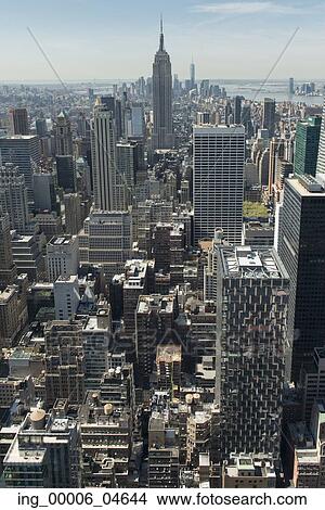 Aerial view of buildings in Midtown Manhattan, New York City, New York State, USA View Large Photo Image Picture - Aerial view of buildings in Midtown Manhattan, New York City, New York State, USA. Fotosearch