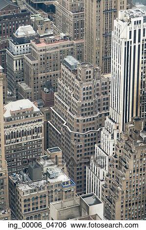 Stock Photograph - Aerial view of buildings, Manhattan, New York City, New York State, USA. Fotosearch