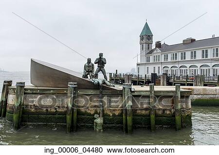 Stock Image - American Merchant Mariners Memorial, Hudson River, Manhattan, New York City, New York State, USA. Fotosearch