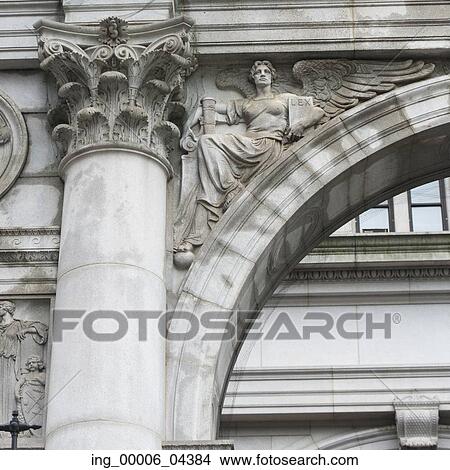 Picture - Architectural detail of a building, Lower Manhattan, New York City, New York State, USA. Fotosearch