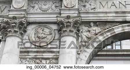 Stock Image - Architectural detail of a building, Lower Manhattan, New York City, New York State, USA. Fotosearch