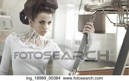 Art photo of adorable lady in retro interior View Large Photo Image Picture - Art photo of adorable lady in retro interior. Fotosearch