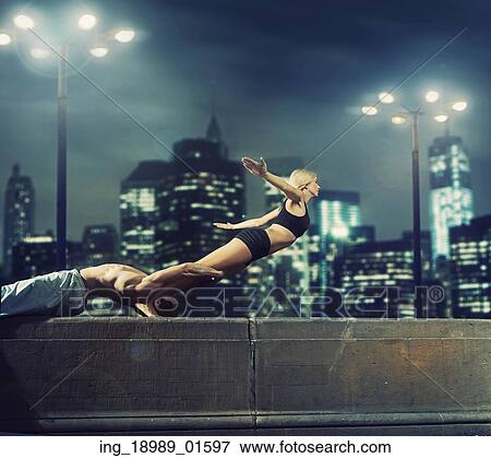 Athletic young couple practisin in the evening View Large Photo Image Stock Photo - Athletic young couple practisin in the evening. Fotosearch