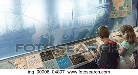 Stock Photo - Children in a museum, Ellis Island, Jersey City, New York State, USA. Fotosearch