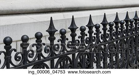 Stock Image - Close-up of iron fencing Manhattan, New York City, New York State, USA. Fotosearch