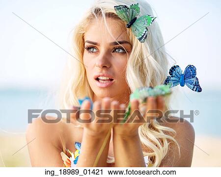 Closeup portrait of the pretty lady summer View Large Photo Image Stock Image - Closeup portrait of the pretty lady summer. Fotosearch