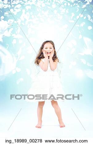 Cute little girl among flying rose petals View Large Photo Image Stock Photo - Cute little girl among flying rose petals. Fotosearch