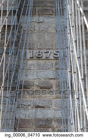Stock Image - Detail view of the Brooklyn Bridge, Manhattan, New York City, New York State, USA. Fotosearch