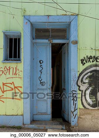 Doorway of a house, Valparaiso, Chile View Large Photo Image Stock Photo - Doorway of a house, Valparaiso, Chile. Fotosearch