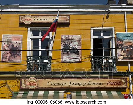 Facade of a building, Valparaiso, Chile View Large Photo Image Stock Photograph - Facade of a building, Valparaiso, Chile. Fotosearch