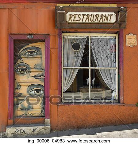 Facade of a restaurant, Valparaiso, Chile View Large Photo Image Stock Image - Facade of a restaurant, Valparaiso, Chile. Fotosearch