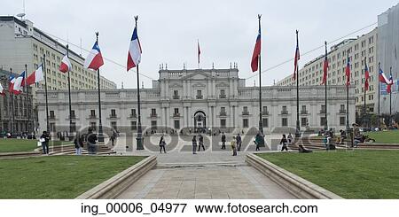 Facade of the La Moneda Palace, Santiago, Santiago Metropolitan Region, Chile View Large Photo Image Stock Photo - Facade of the La Moneda Palace, Santiago, Santiago Metropolitan Region, Chile. Fotosearch