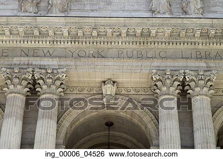 Stock Photograph - Facade of the New York Public Library, Midtown, Manhattan, New York City, New York State, USA. Fotosearch