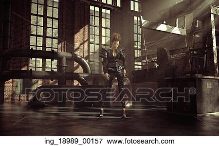 Stock Photo - Fashionable lady among lots of sunbeam. Fotosearch