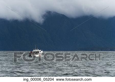 Picture - Fishing boat in the Pacific Ocean, Skeena-Queen Charlotte Regional District, Haida Gwaii, Graham Island, British Columbia, Canada. Fotosearch