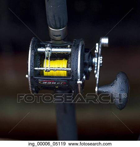 Stock Photo - Fishing reel, Skeena-Queen Charlotte Regional District, Haida Gwaii, Graham Island, British Columbia, Canada. Fotosearch