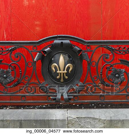 Fleur de Lis on a railing at Golden Square Mile, Montreal, Quebec, Canada View Large Photo Image Stock Photo - Fleur de Lis on a railing at Golden Square Mile, Montreal, Quebec, Canada. Fotosearch