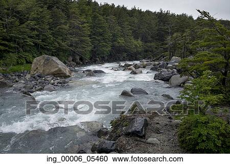 Stock Image - French River, French Valley, Torres del Paine National Park, Patagonia, Chile. Fotosearch