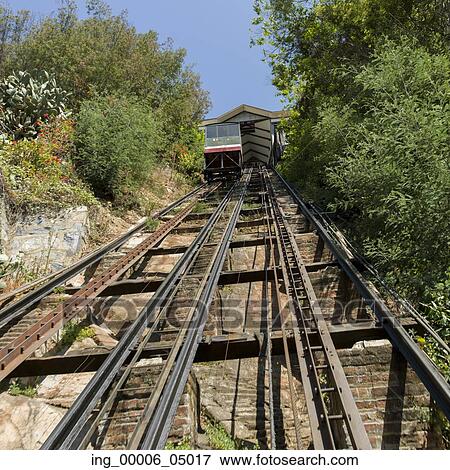 Funicular railway tracks, Valparaiso, Chile View Large Photo Image Stock Photo - Funicular railway tracks, Valparaiso, Chile. Fotosearch