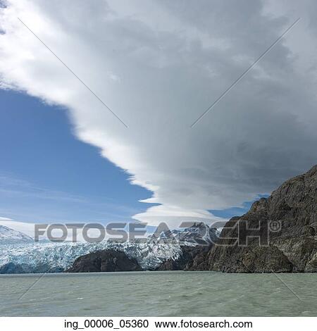 Stock Image - Grey Glacier, Grey Lake, Torres del Paine National Park, Patagonia, Chile. Fotosearch