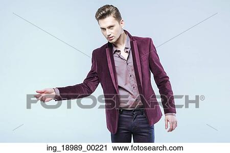 Stock Image - Hansome guy wearing fashionable jacket. Fotosearch