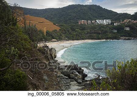 Stock Photography - High angle view of beach, Ixtapa, Guerrero, Mexico. Fotosearch