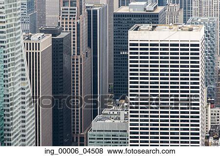 Stock Photo - High angle view of buildings, Manhattan, New York City, New York State, USA. Fotosearch