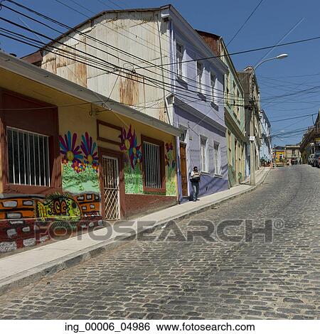 Houses along a street, Valparaiso, Chile View Large Photo Image Stock Photograph - Houses along a street, Valparaiso, Chile. Fotosearch
