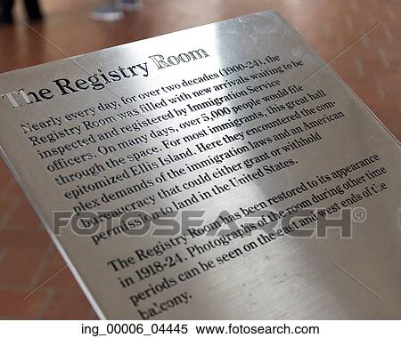 Stock Photography - Information sign, Ellis Island, Jersey City, New York State, USA. Fotosearch