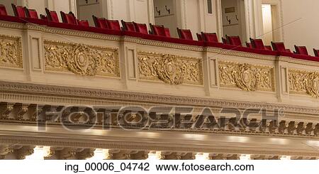 Stock Image - Interiors of the Carnegie Hall, Midtown Manhattan, New York City, New York State, USA. Fotosearch