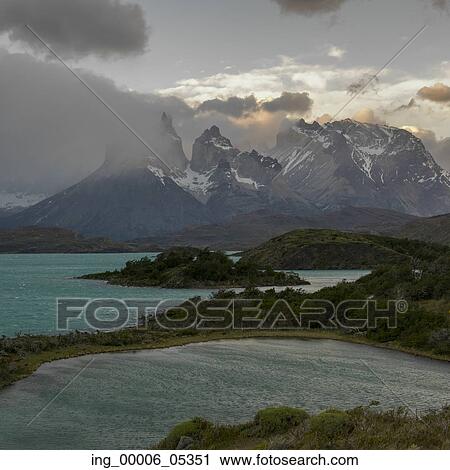 Stock Image - Lake Pehoe, Torres del Paine National Park, Patagonia, Chile. Fotosearch