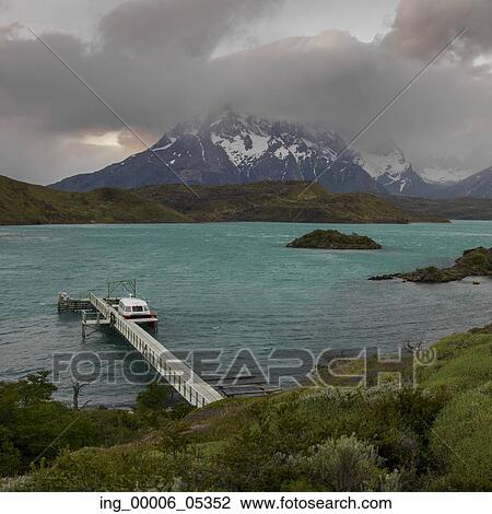Stock Image - Lake Pehoe, Torres del Paine National Park, Patagonia, Chile. Fotosearch