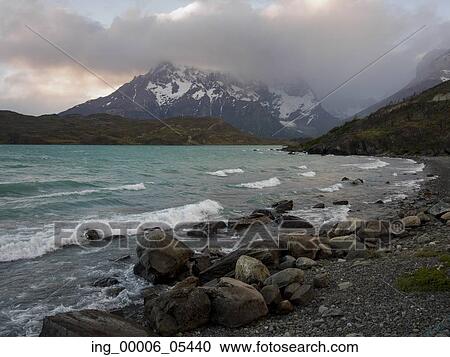 Stock Image - Lake Pehoe, Torres del Paine National Park, Patagonia, Chile. Fotosearch