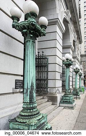 Lamp posts outside a building, Manhattan, New York City, New York State, USA View Large Photo Image Picture - Lamp posts outside a building, Manhattan, New York City, New York State, USA. Fotosearch