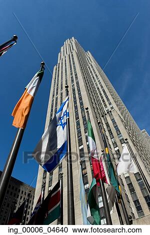 Stock Image - Low angle view of a skyscraper, Rockefeller Center, Midtown Manhattan, New York City, New York State, USA. Fotosearch