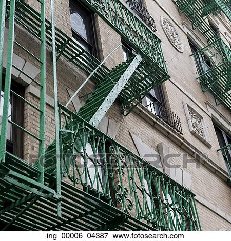 Low angle view of fire escape on a building, SoHo, Manhattan, New York City, New York State, USA View Large Photo Image Stock Photo - Low angle view of fire escape on a building, SoHo, Manhattan, New York City, New York State, USA. Fotosearch