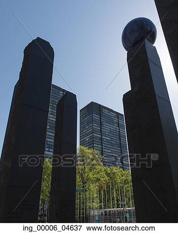 Stock Photo - Low angle view of Raoul Wallenberg Monument, Midtown East, Manhattan, New York City, New York State, USA. Fotosearch