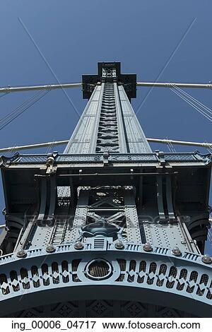 Stock Photo - Low angle view of the Manhattan Bridge, Brooklyn, Manhattan, New York City, New York State, USA. Fotosearch